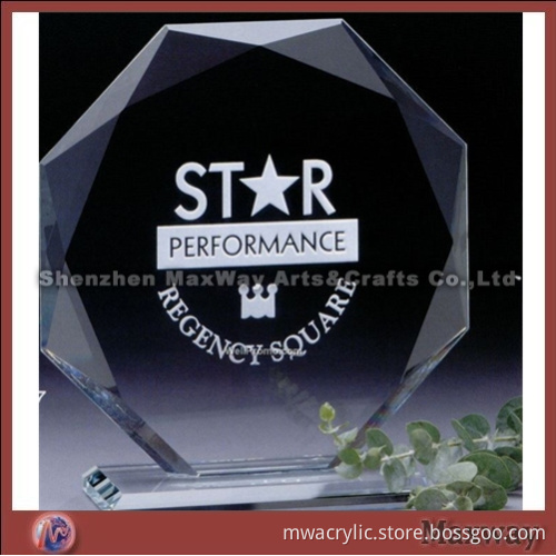 Clear Round Sport High Grade Crystal Award Plaque